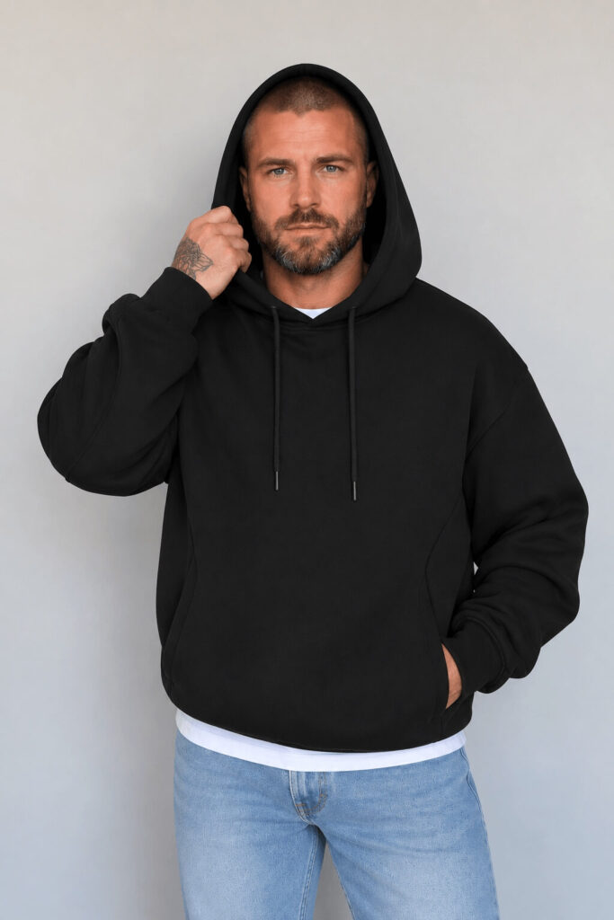 Худи унисекс «Премиум» с мягким велюр-эффектом с именной вышивкой (Черный)